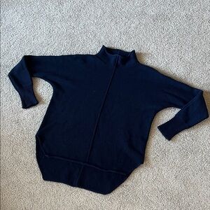 Tom Ford Cashemere Navy Turtleneck Sweater High-low Trim